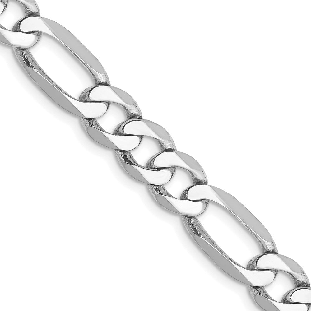 14K White Gold 24 inch 7mm Flat Figaro with Lobster Clasp Chain