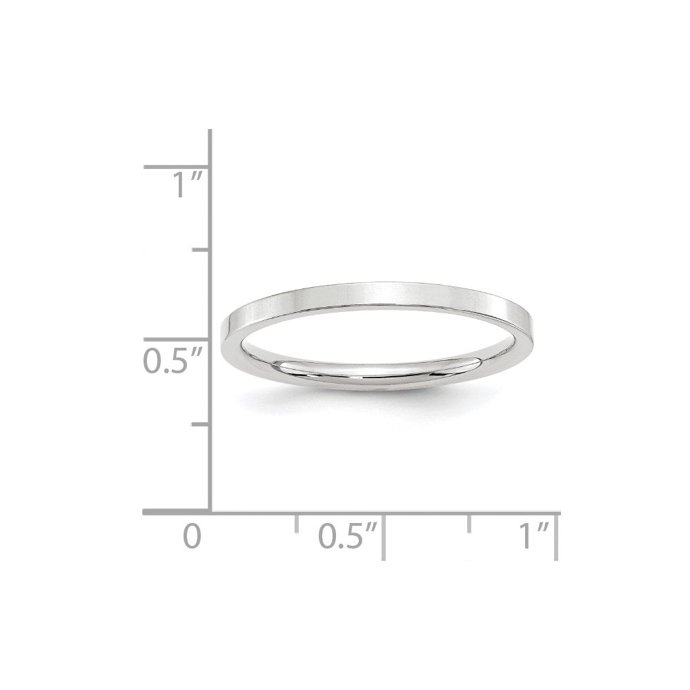 10k White Gold 2mm Standard Weight Flat Comfort Fit Wedding Band Size 6.5