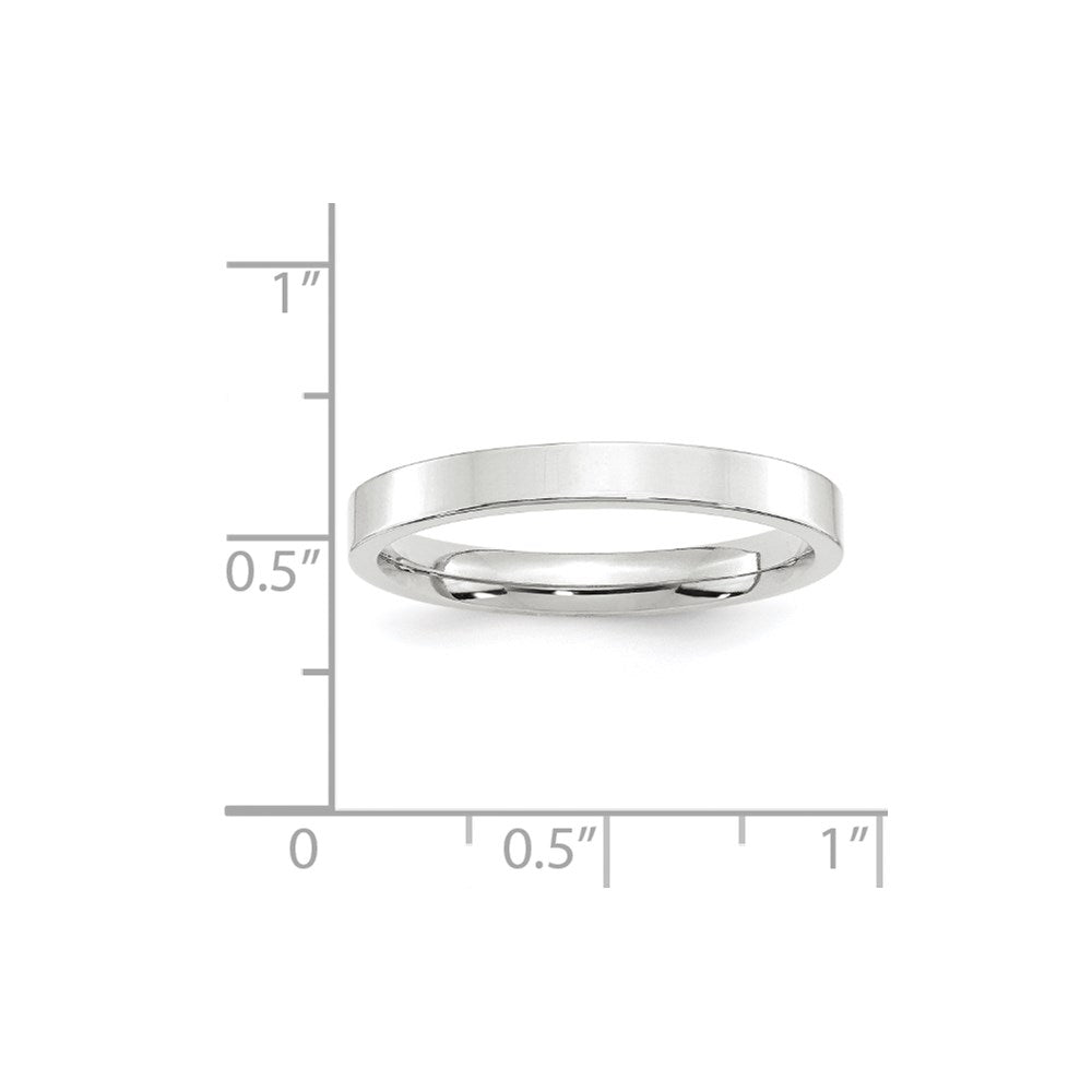 14k White Gold 3mm Standard Weight Flat Comfort Fit Wedding Band Size 14