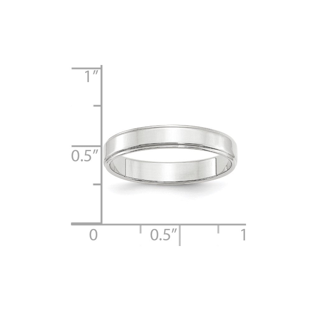 14k White Gold 4mm Flat with Step Edge Wedding Band Size 13