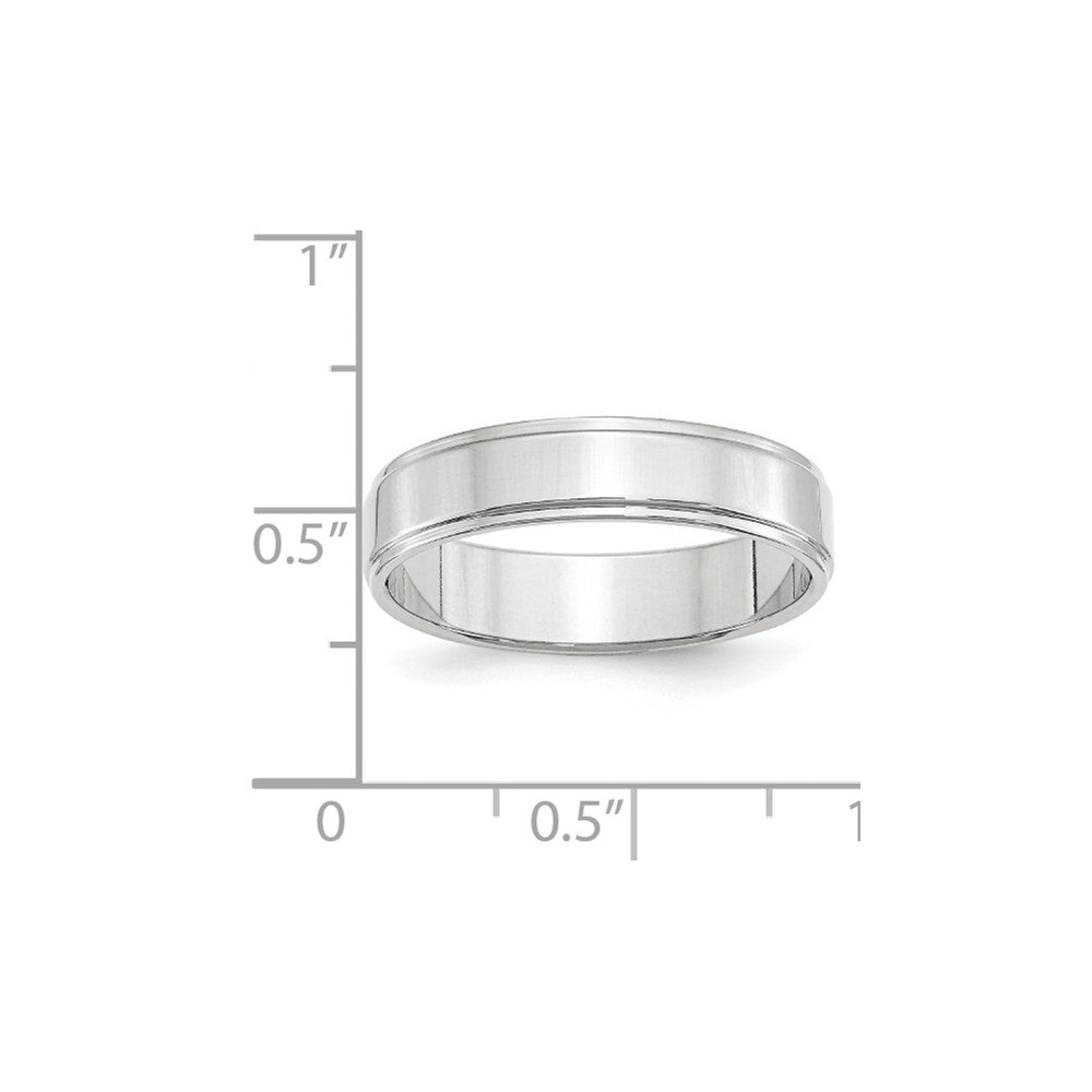 14k White Gold 5mm Flat with Step Edge Wedding Band Size 9.5