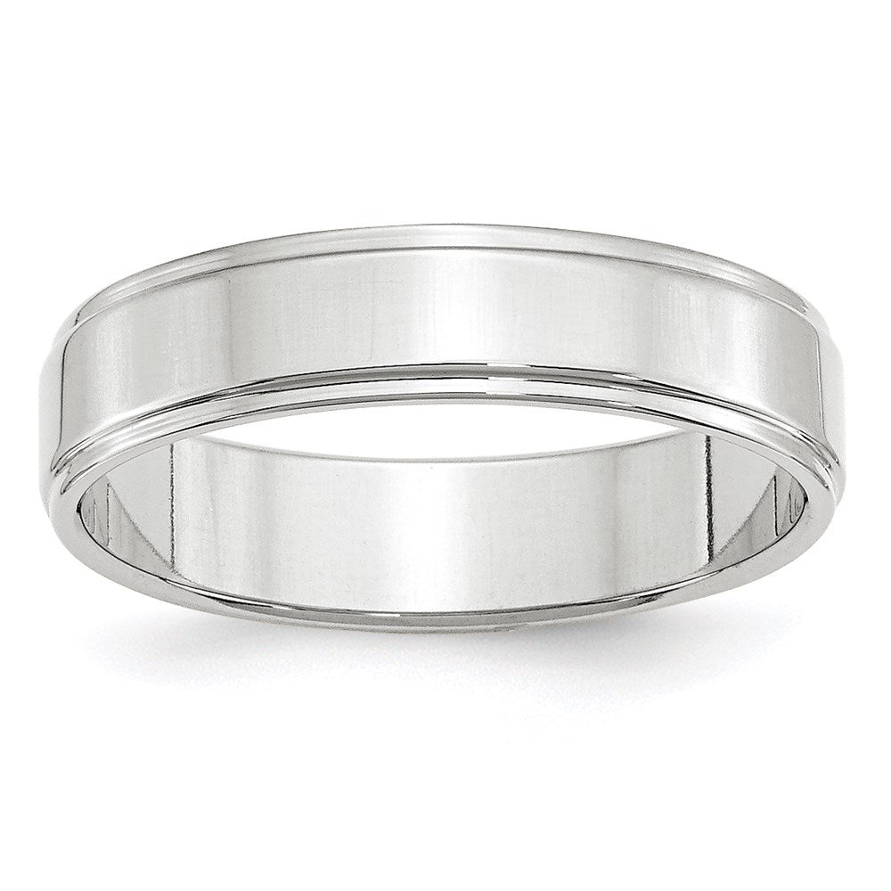 10k White Gold 5mm Flat with Step Edge Wedding Band Size 4