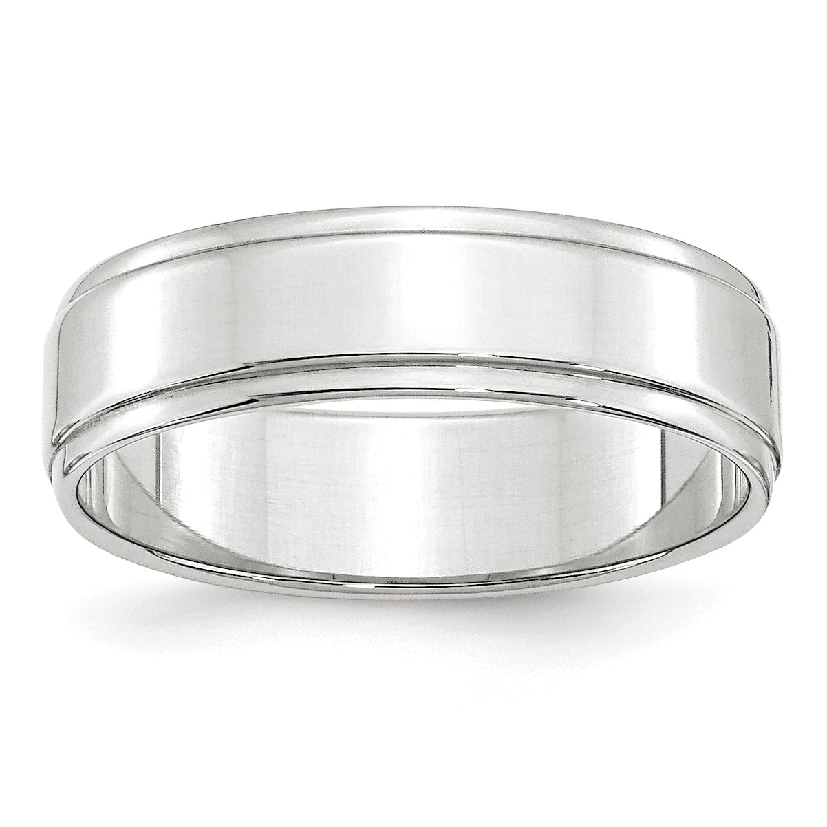 10k White Gold 6mm Flat with Step Edge Wedding Band Size 13.5