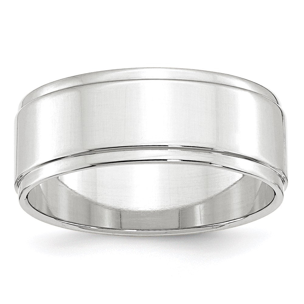 10k White Gold 8mm Flat with Step Edge Wedding Band Size 11.5