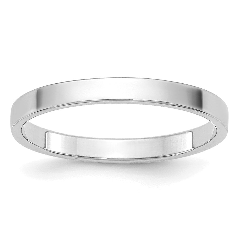 10k White Gold 2mm Lightweight Flat Wedding Band Size 10