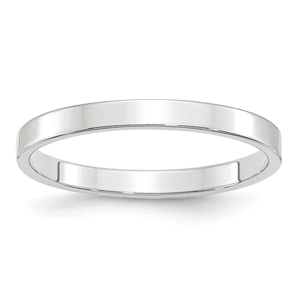 10k White Gold 2.5mm Lightweight Flat Wedding Band Size 4