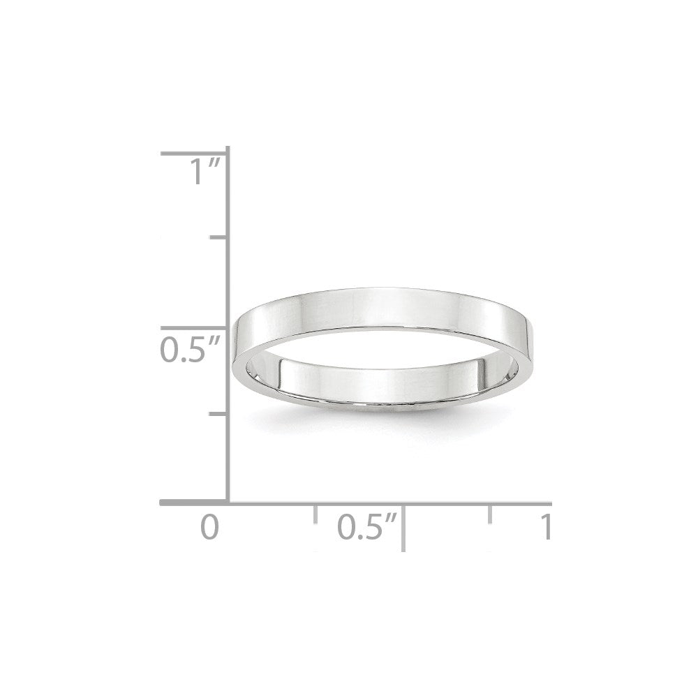 10k White Gold 3mm Lightweight Flat Wedding Band Size 4.5