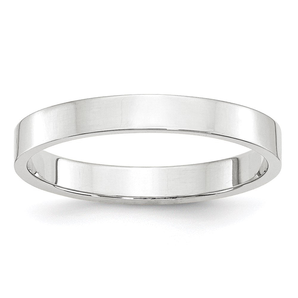 10k White Gold 3mm Lightweight Flat Wedding Band Size 10