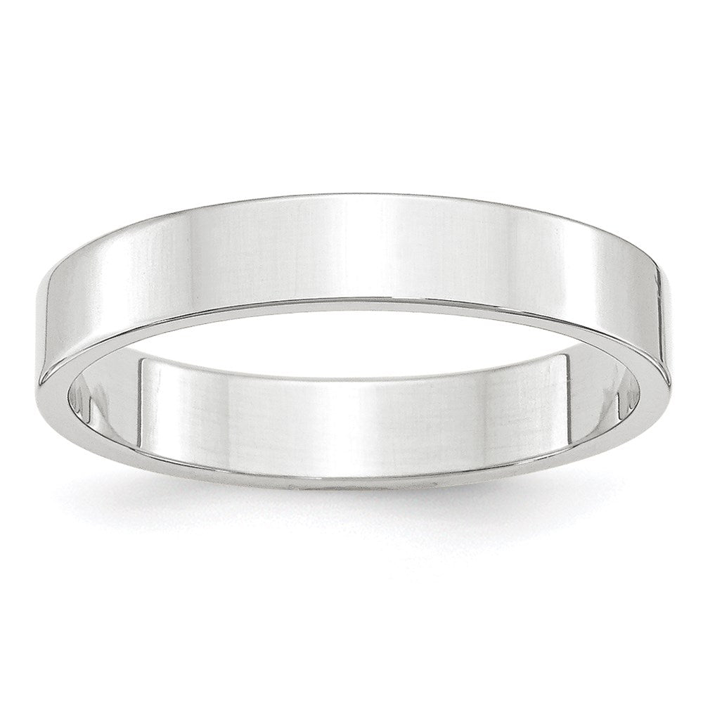 10k White Gold 4mm Lightweight Flat Wedding Band Size 11