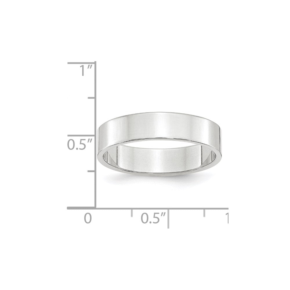 10k White Gold 5mm Lightweight Flat Wedding Band Size 4