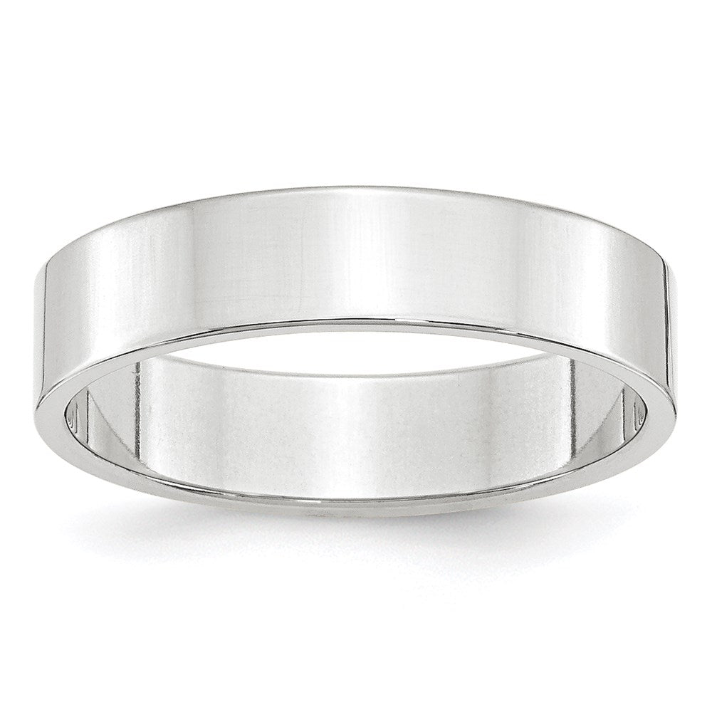 10k White Gold 5mm Lightweight Flat Wedding Band Size 10.5