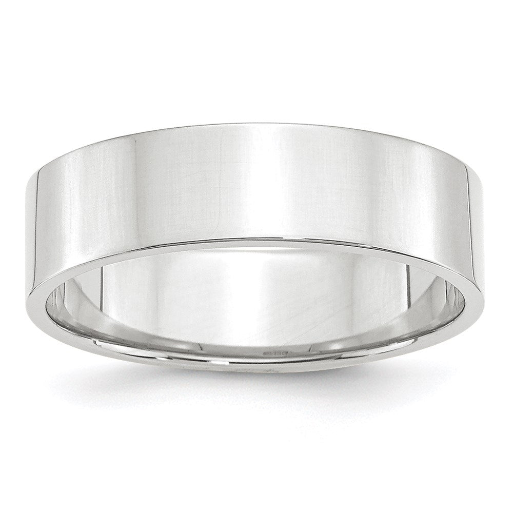 10k White Gold 6mm Lightweight Flat Wedding Band Size 5.5