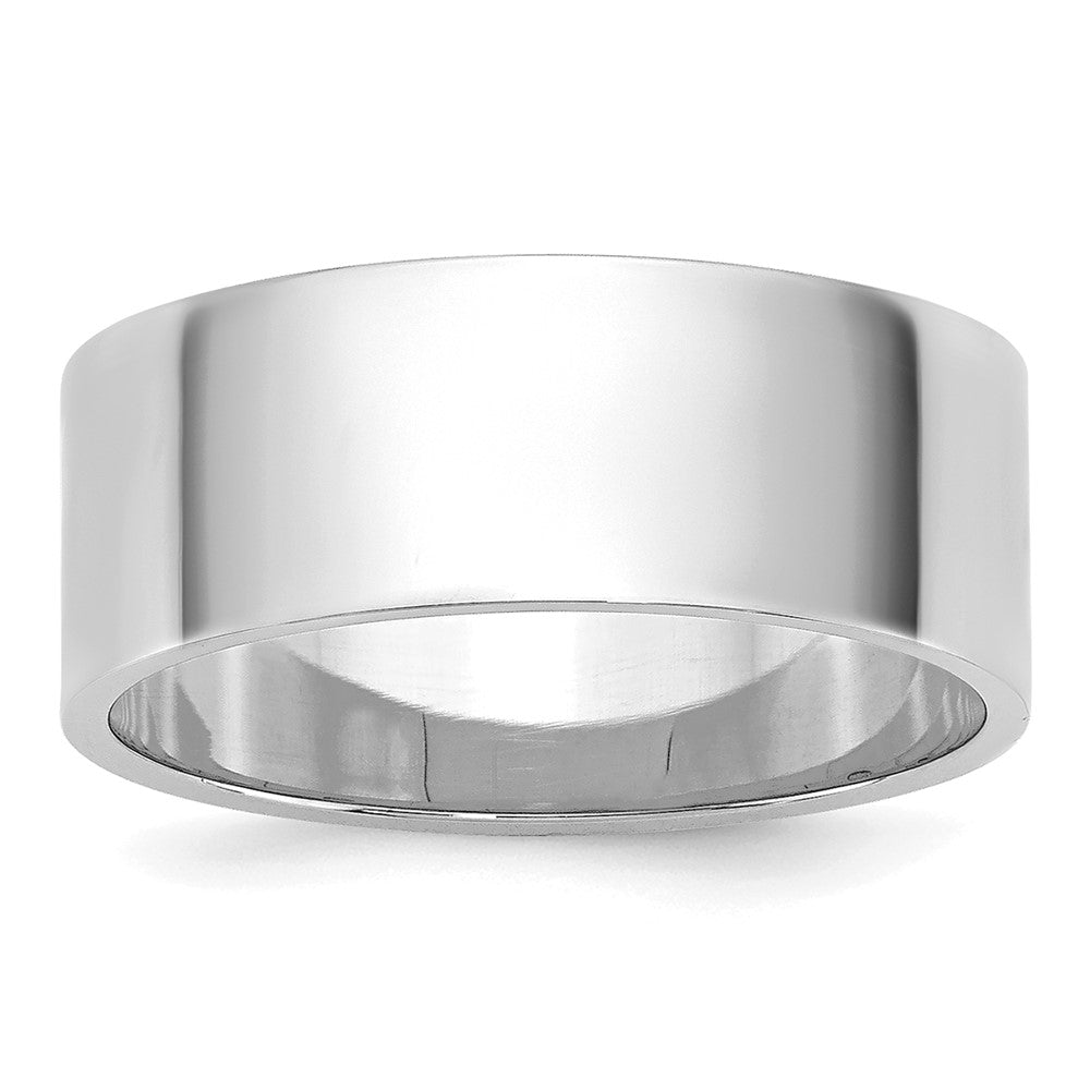 10k White Gold 7mm Lightweight Flat Wedding Band Size 5.5