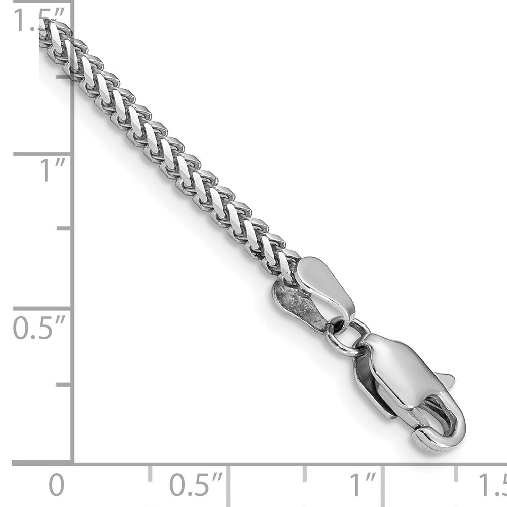 14K White Gold 8 inch 2mm Franco with Lobster Clasp Bracelet