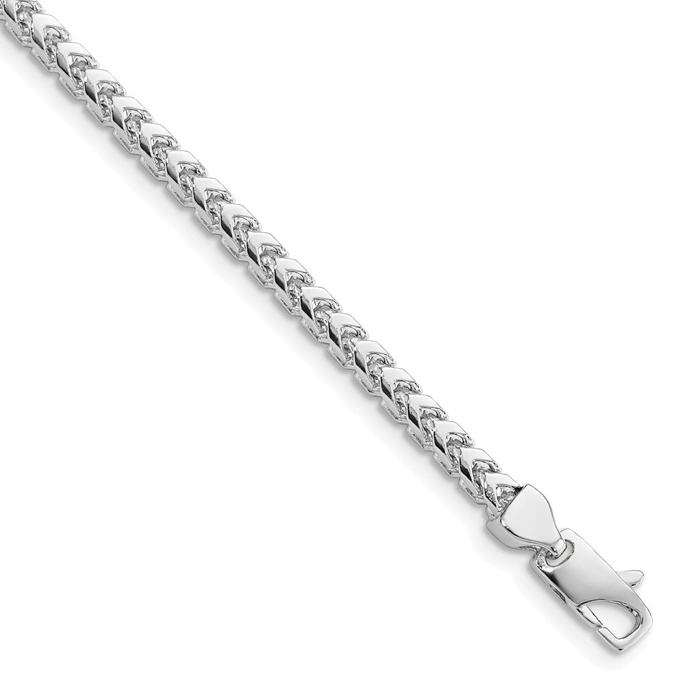 14K White Gold 8 inch 3mm Franco with Fancy Lobster Clasp Bracelet