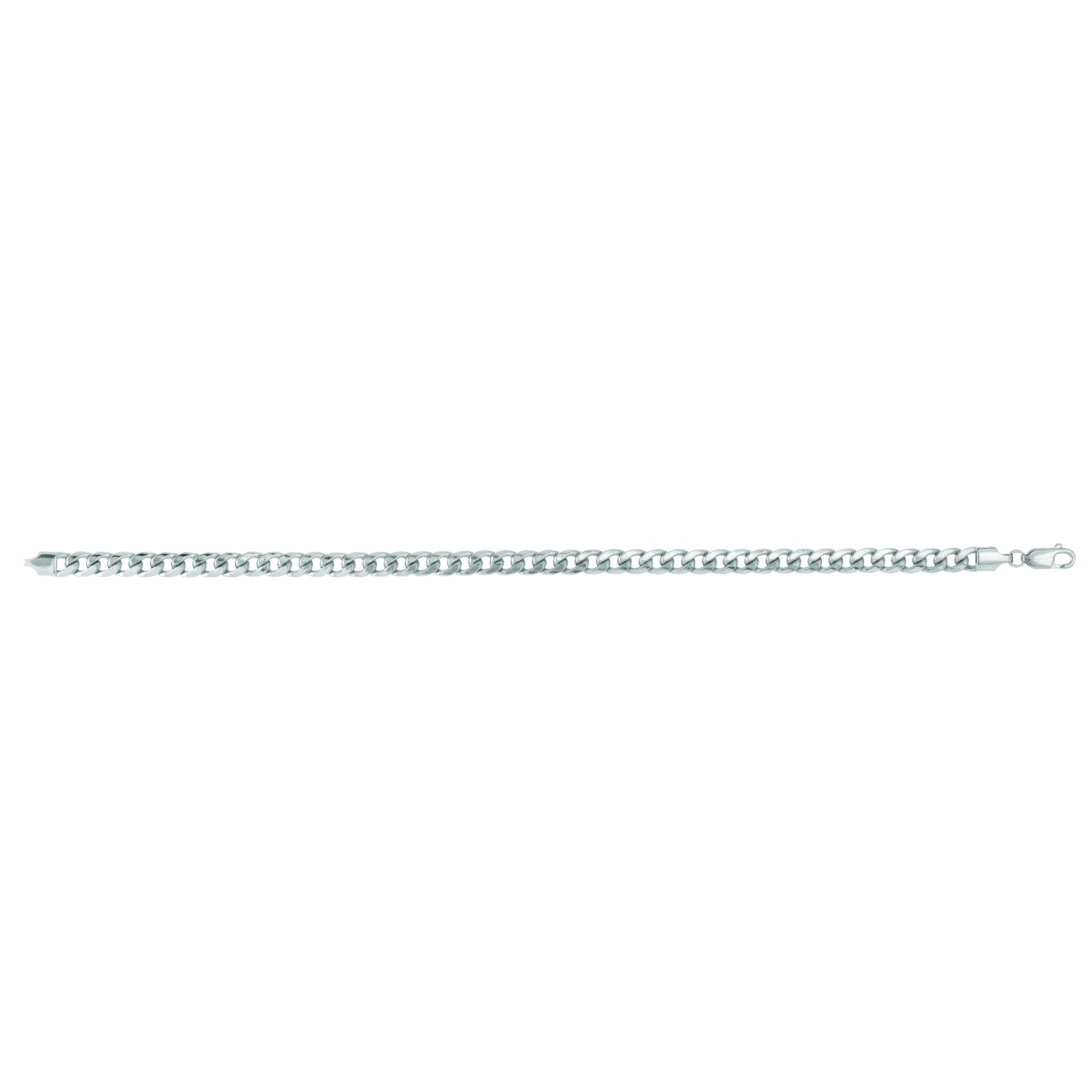 14K White Gold 5.5mm Semi-Solid Miami Cuban 22" Chain with Lobster Lock