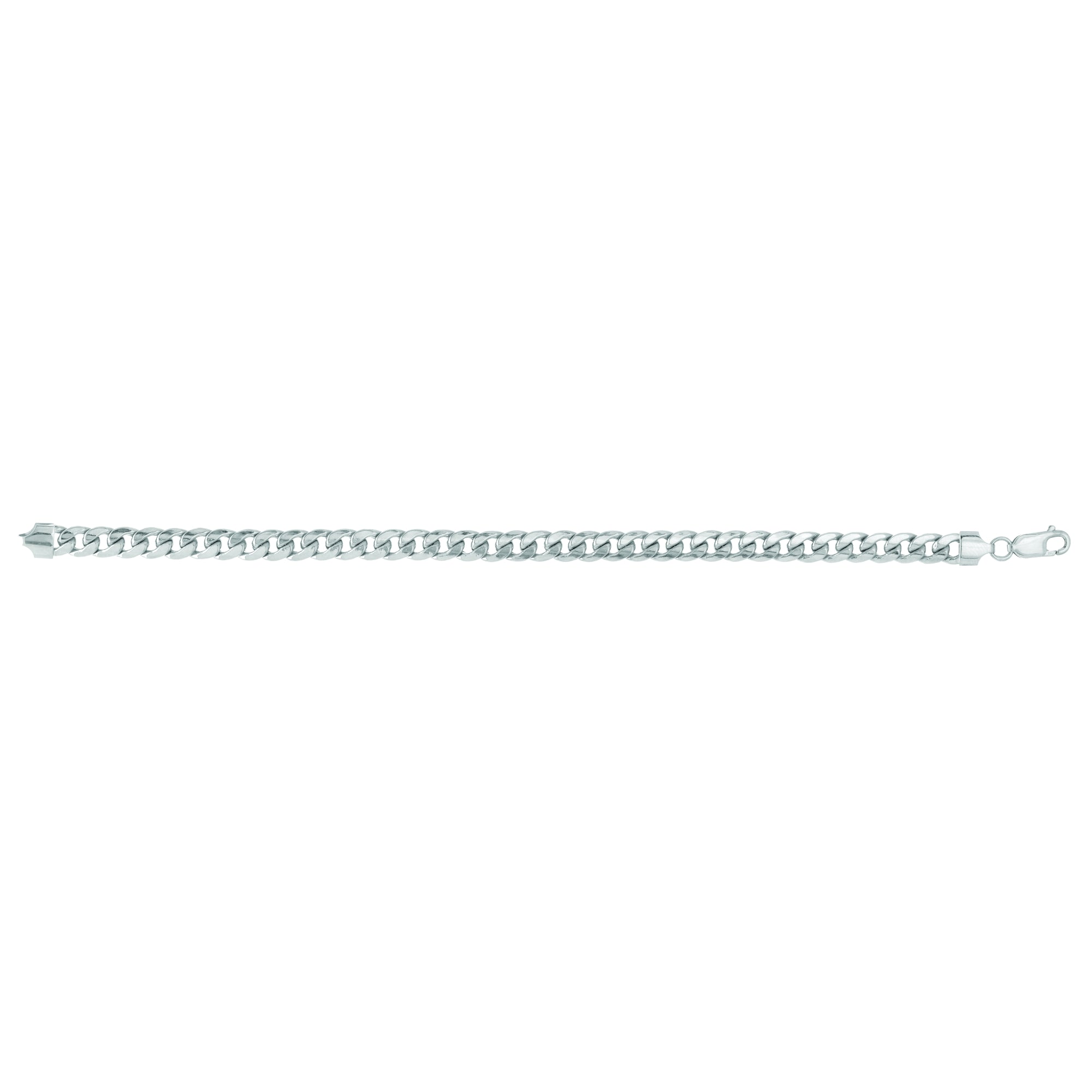 14K White Gold 7mm Semi-Solid Miami Cuban 24" Chain with Lobster Lock