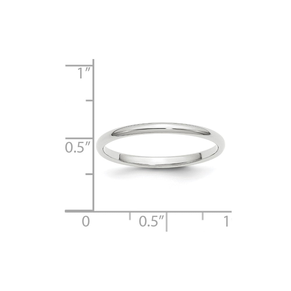 14k White Gold 2mm Half-Round Wedding Band Size 9.5