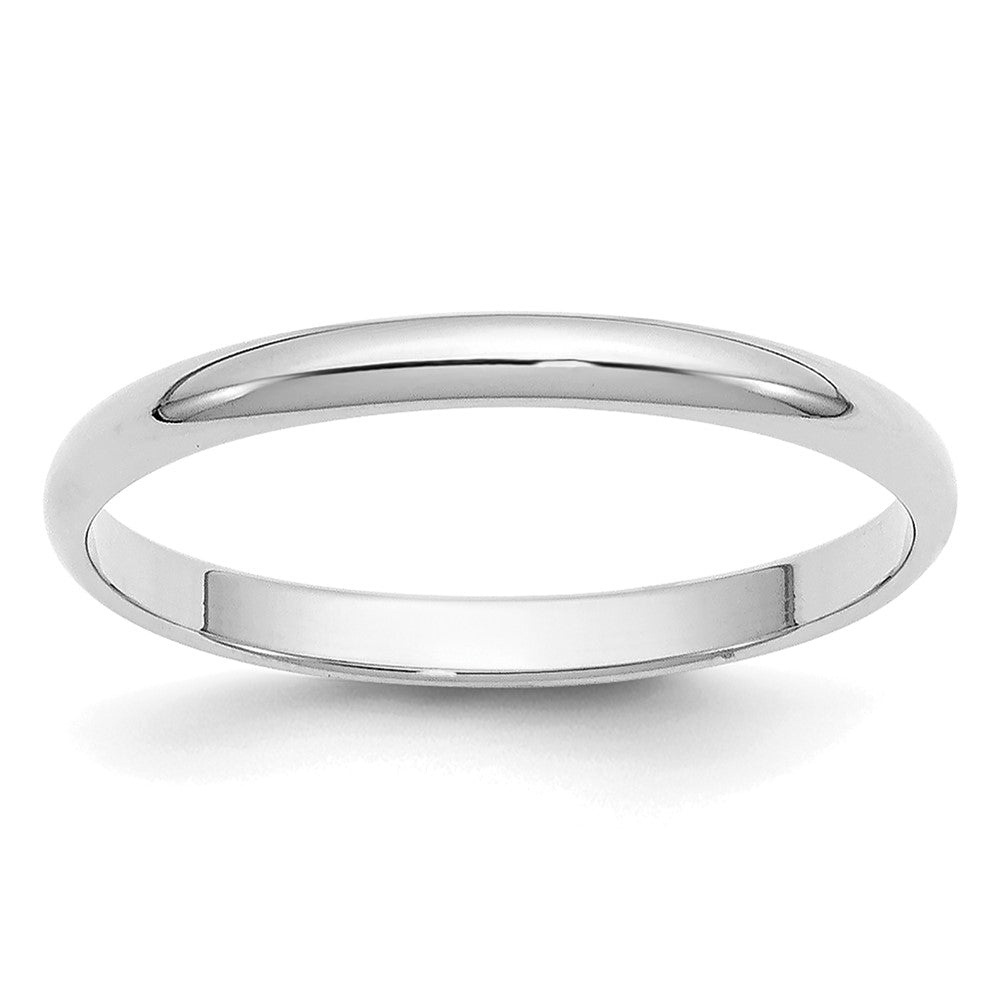 10k White Gold 2mm Half Round Wedding Band Size 10