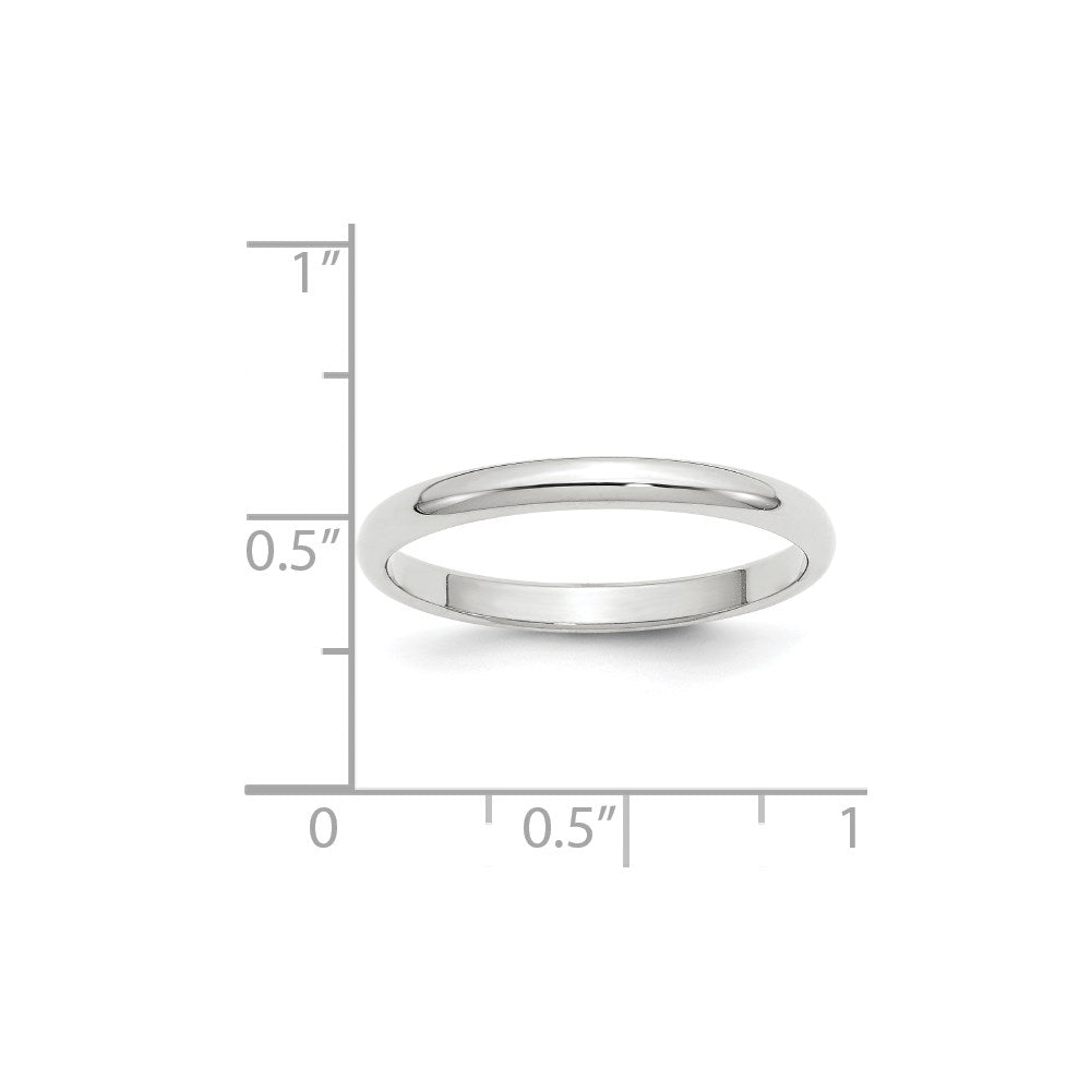 14k White Gold 2.5mm Half-Round Wedding Band Size 9.5