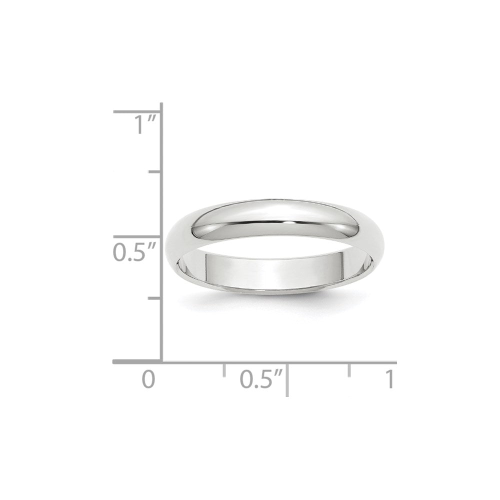 10k White Gold 4mm Half Round Wedding Band Size 10