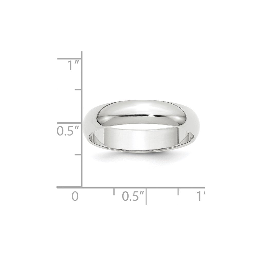 14k White Gold 5mm Half-Round Wedding Band Size 8.5