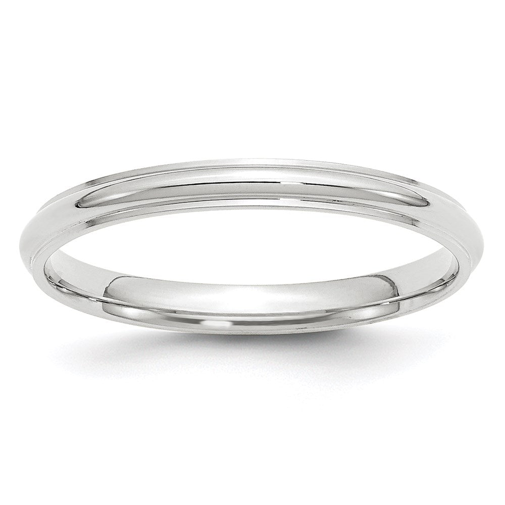 10k White Gold 2.5mm Half Round with Edge Wedding Band Size 5.5