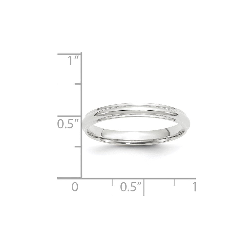 10k White Gold 3mm Half Round with Edge Wedding Band Size 14