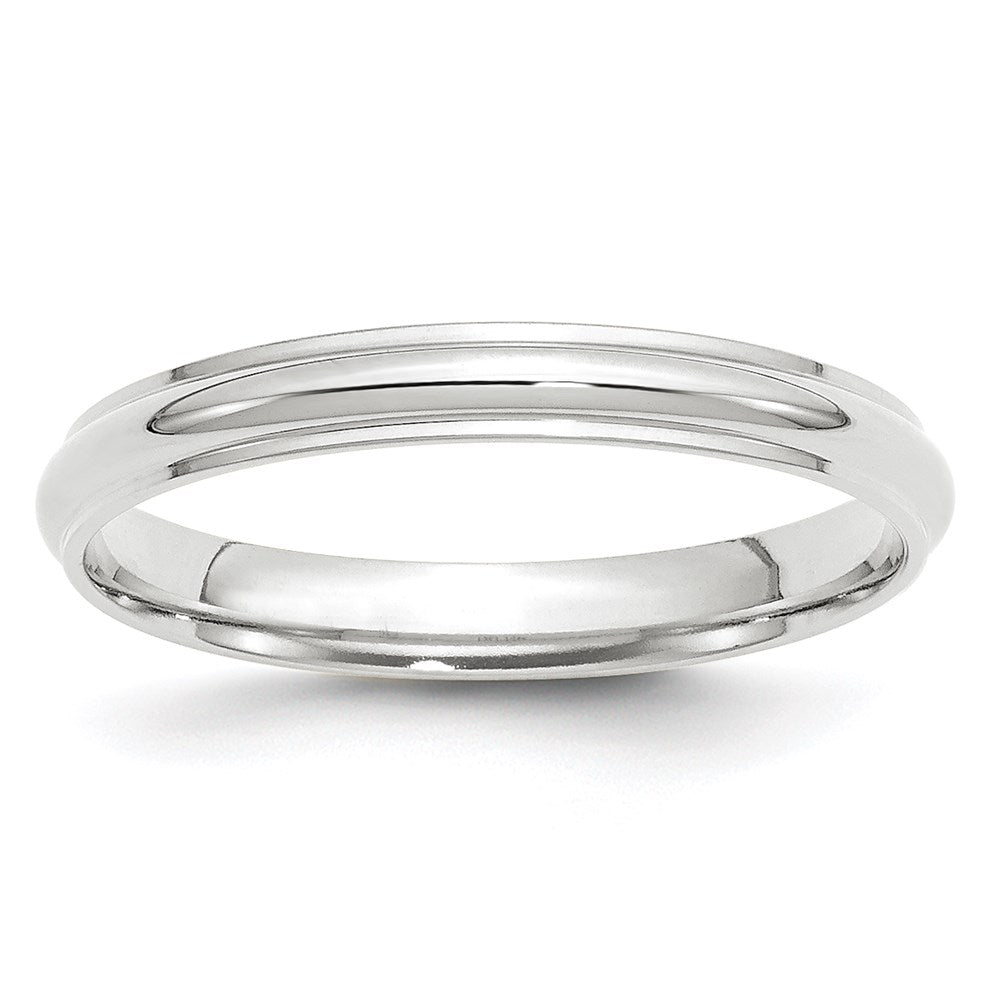 10k White Gold 3mm Half Round with Edge Wedding Band Size 5.5