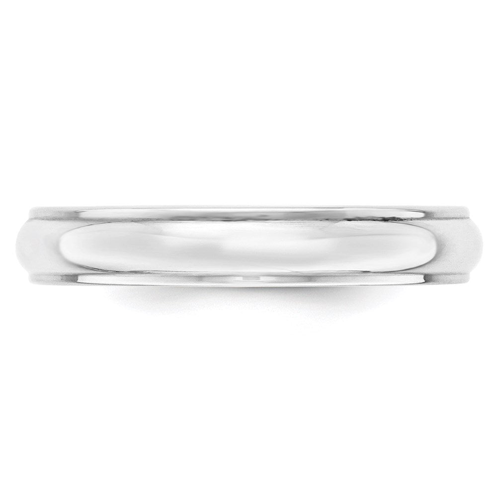 14k White Gold 4mm Half Round with Edge Wedding Band Size 4.5