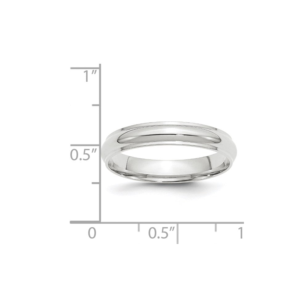 14k White Gold 4mm Half Round with Edge Wedding Band Size 12