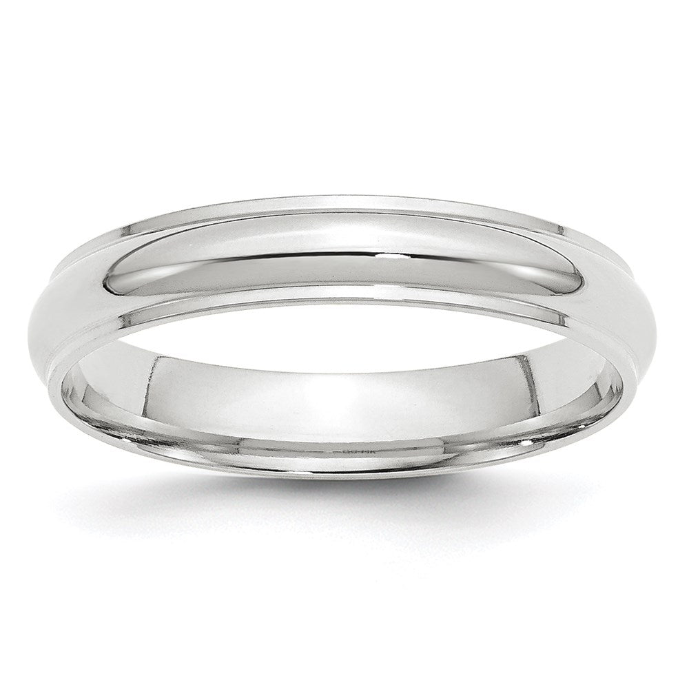 14k White Gold 4mm Half Round with Edge Wedding Band Size 4.5