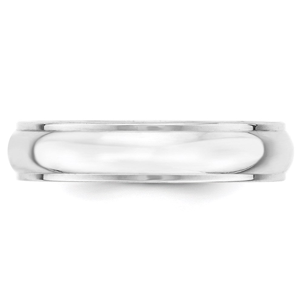 14k White Gold 5mm Half Round with Edge Wedding Band Size 12