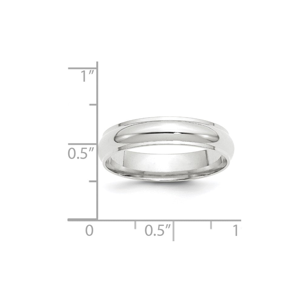 14k White Gold 5mm Half Round with Edge Wedding Band Size 10.5