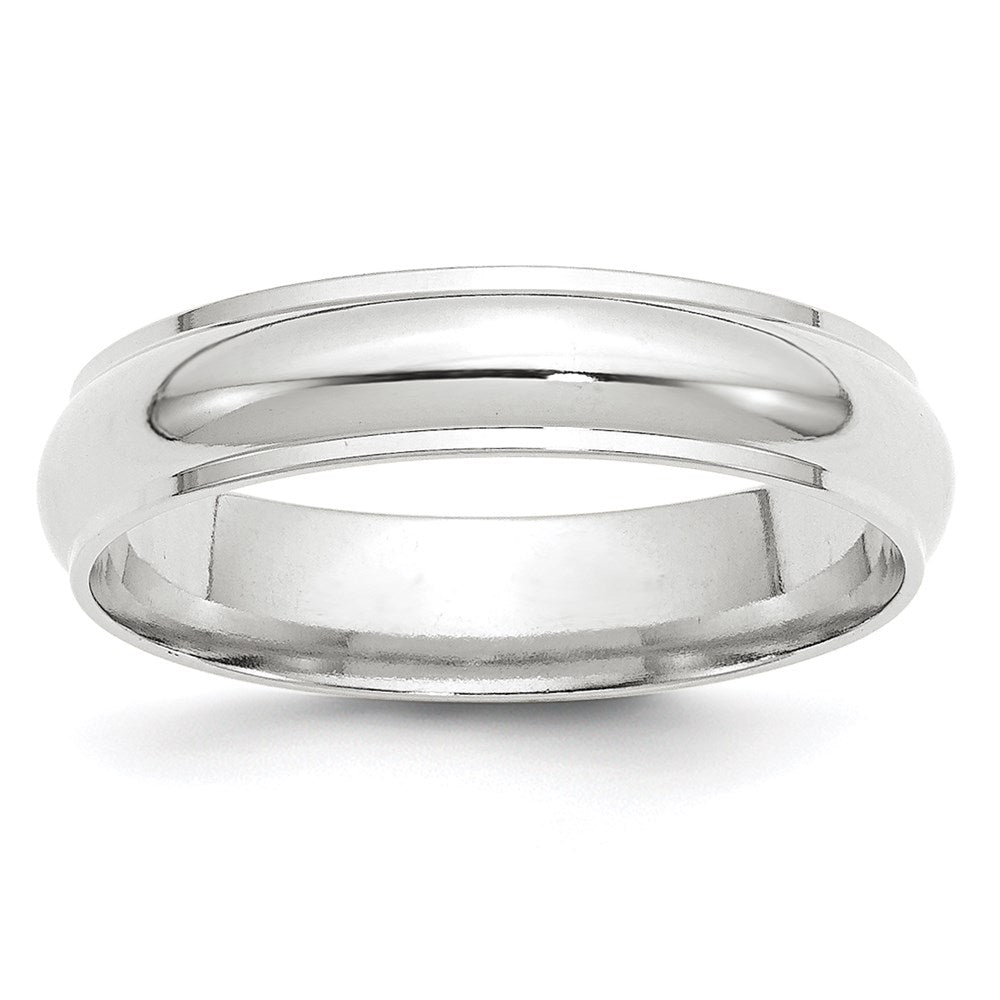 14k White Gold 5mm Half Round with Edge Wedding Band Size 4