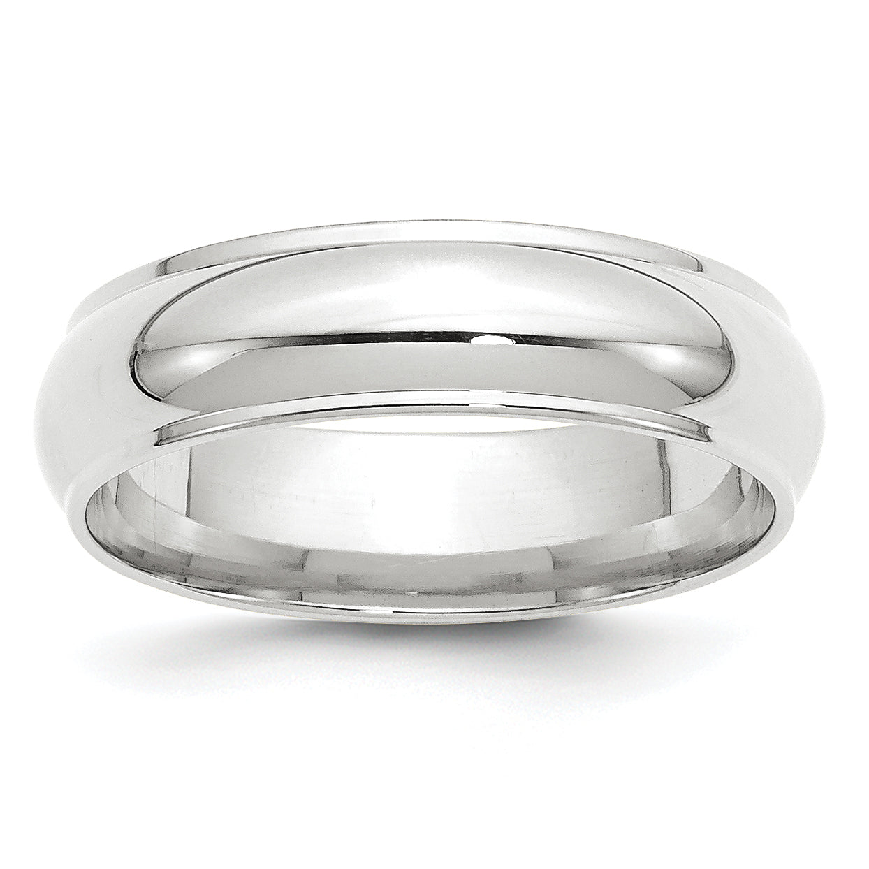 14k White Gold 6mm Half Round with Edge Wedding Band Size 4.5