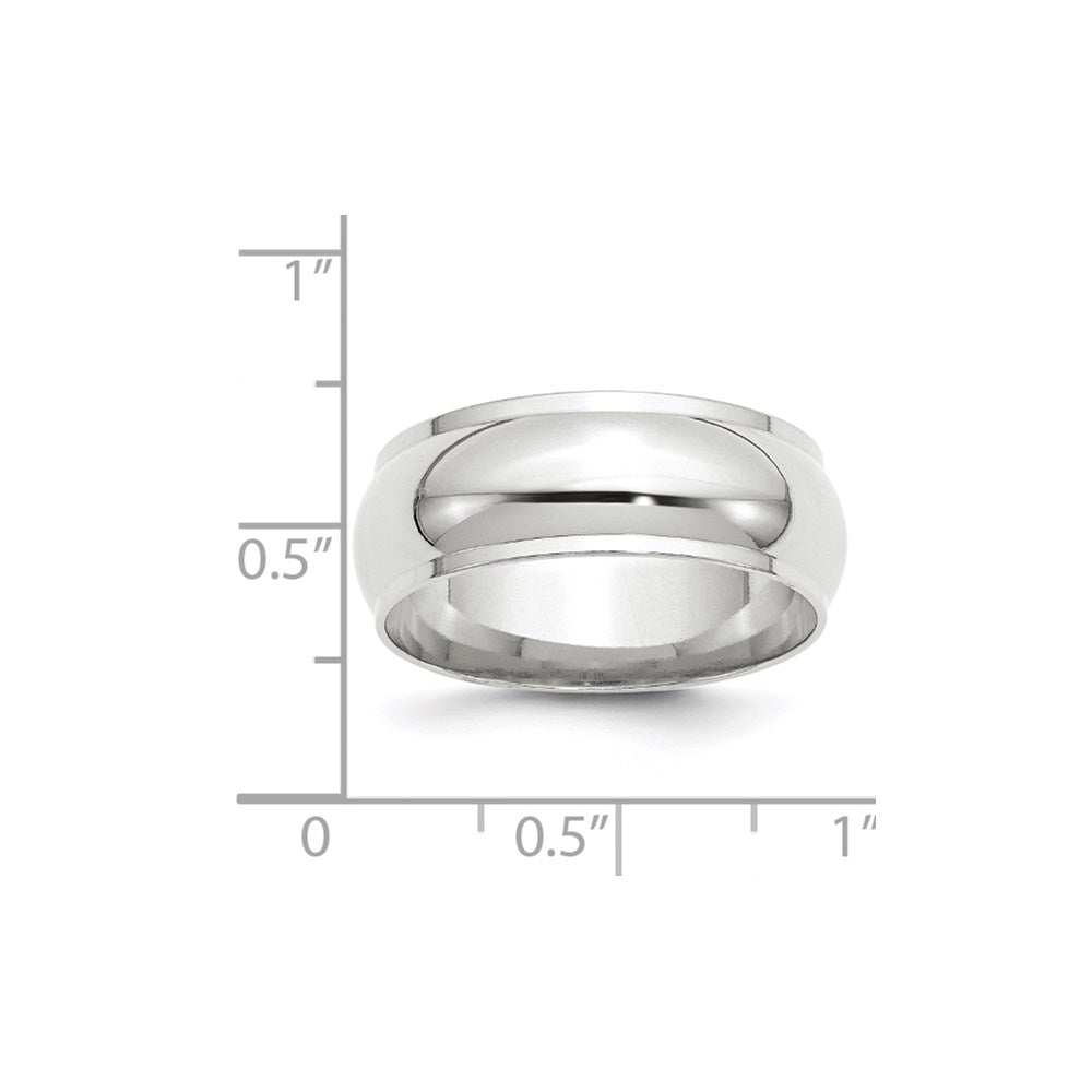 14k White Gold 8mm Half Round with Edge Wedding Band Size 11.5