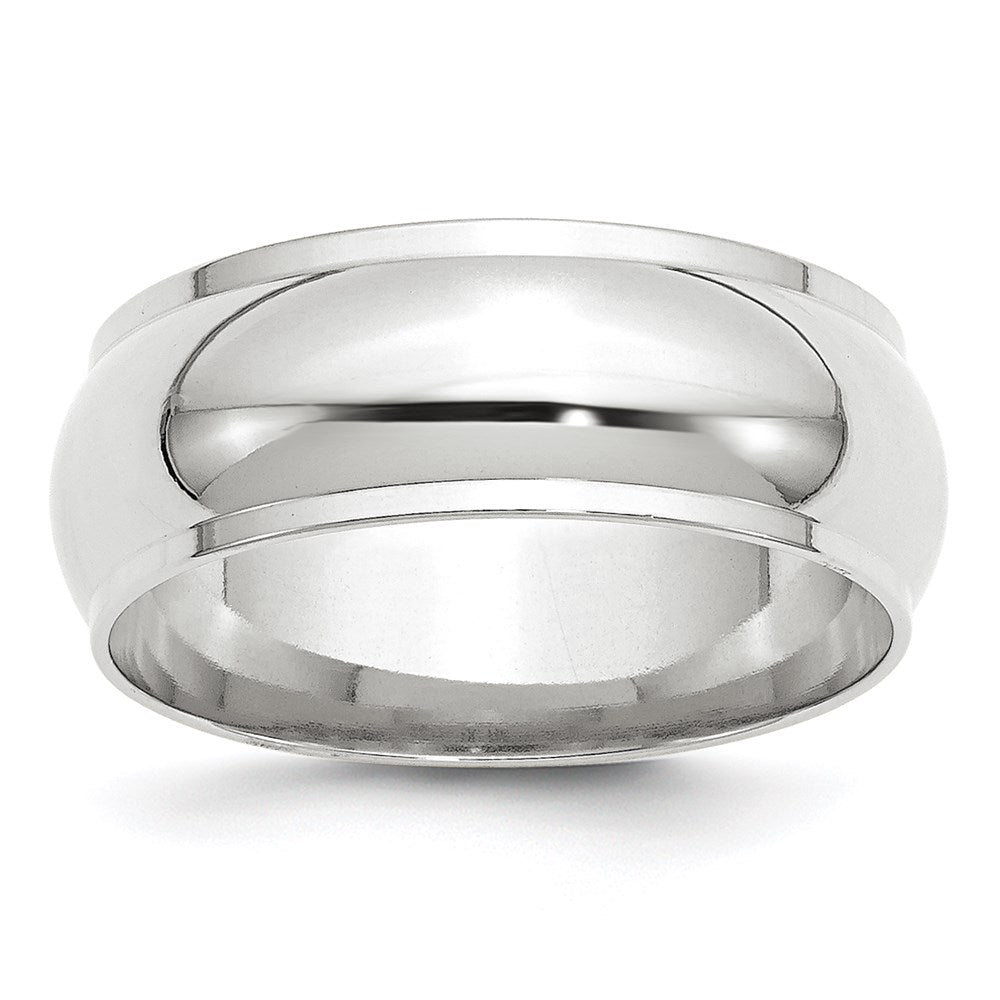 14k White Gold 8mm Half Round with Edge Wedding Band Size 5.5