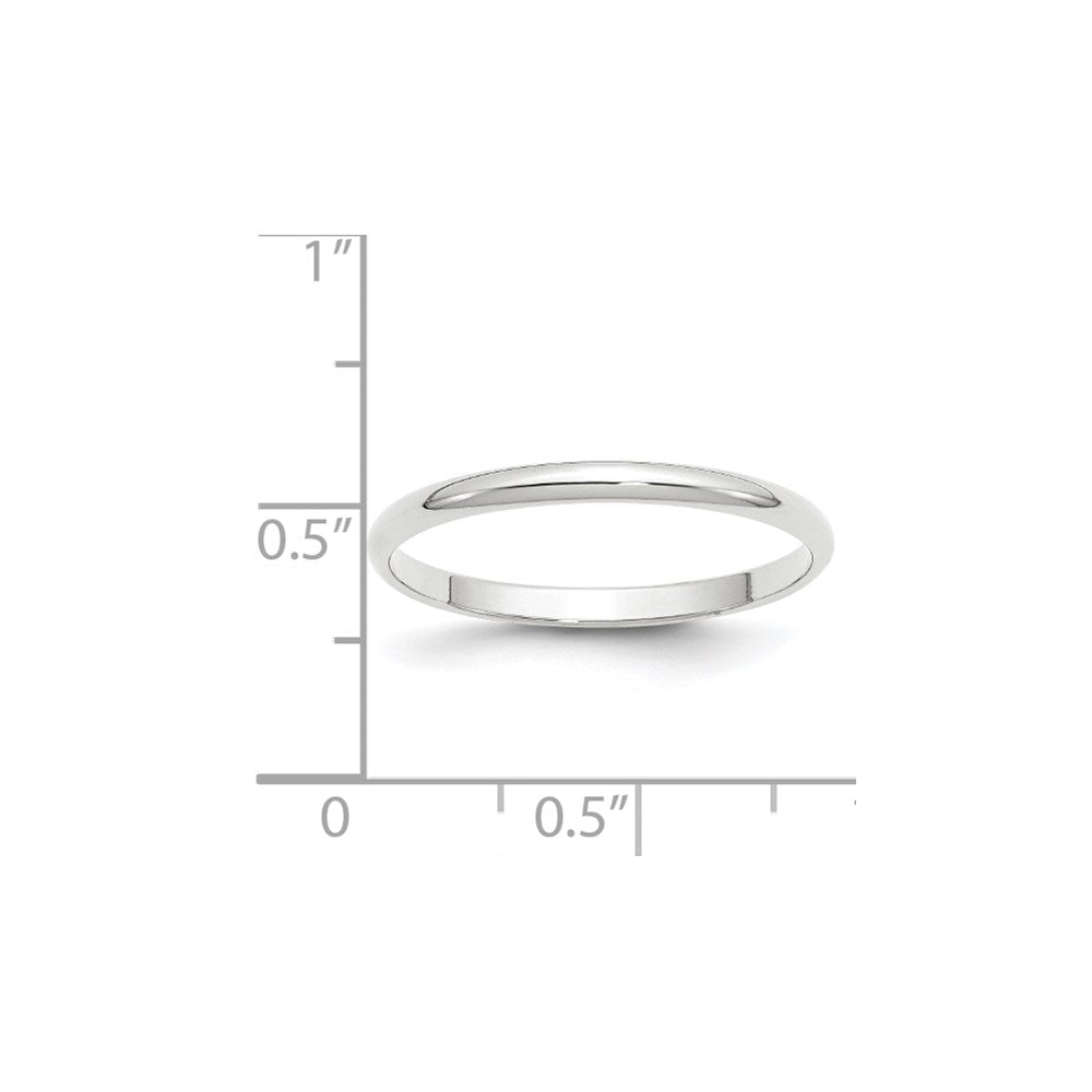 10k White Gold 2mm Lightweight Half Round Wedding Band Size 11.5