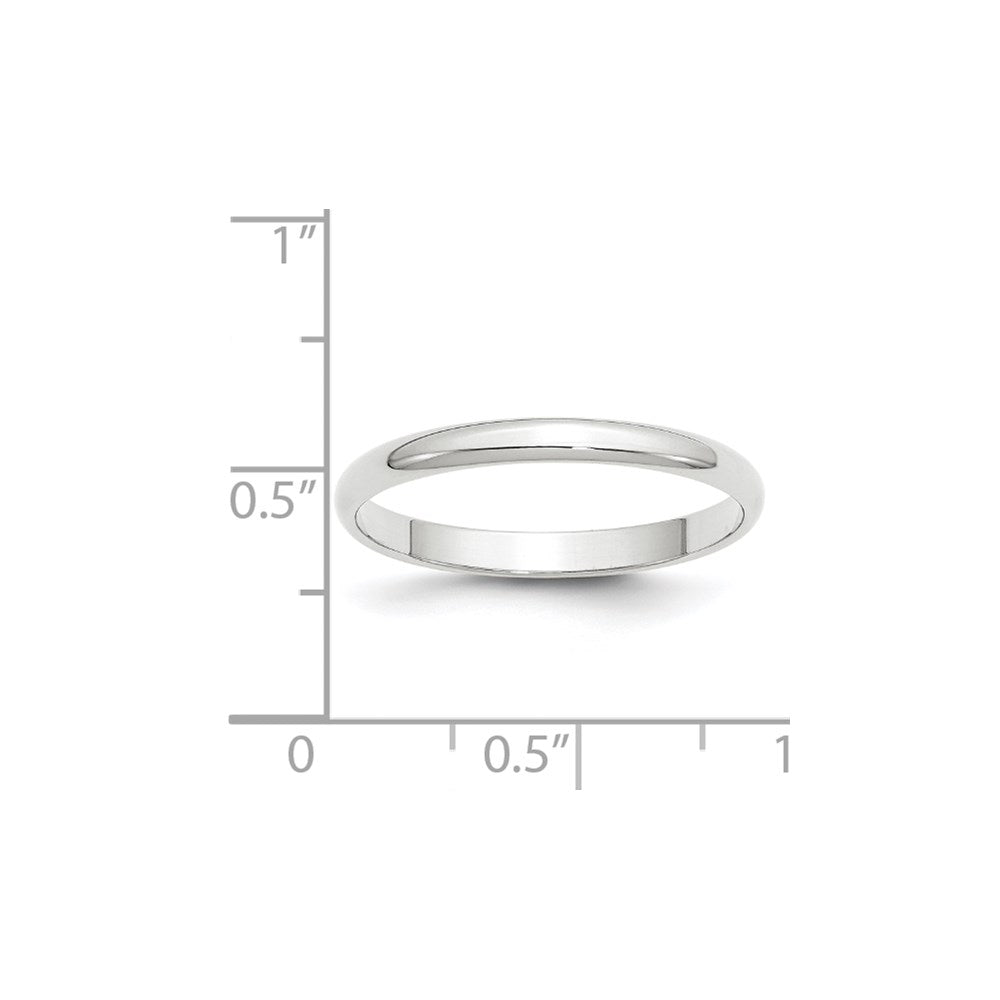 10k White Gold 2.5mm Lightweight Half Round Wedding Band Size 11.5