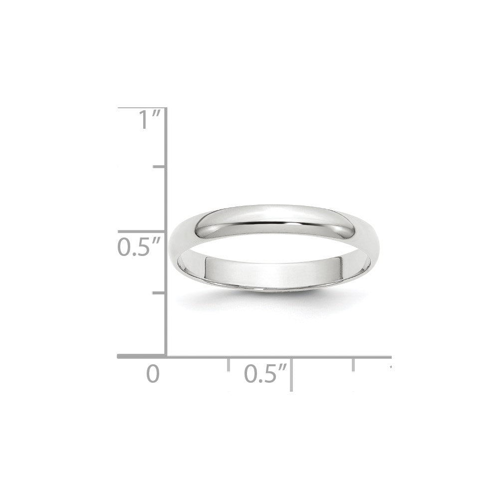 10k White Gold 3mm Lightweight Half Round Wedding Band Size 5.5