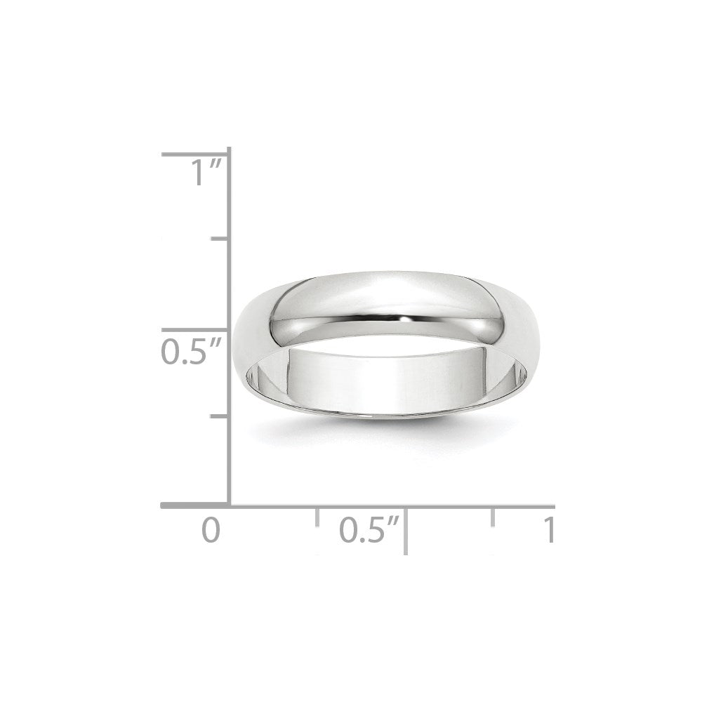 10k White Gold 5mm Lightweight Half Round Wedding Band Size 4.5