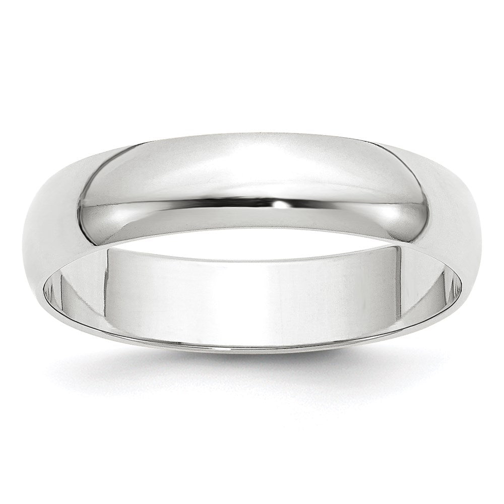 10k White Gold 5mm Lightweight Half Round Wedding Band Size 5