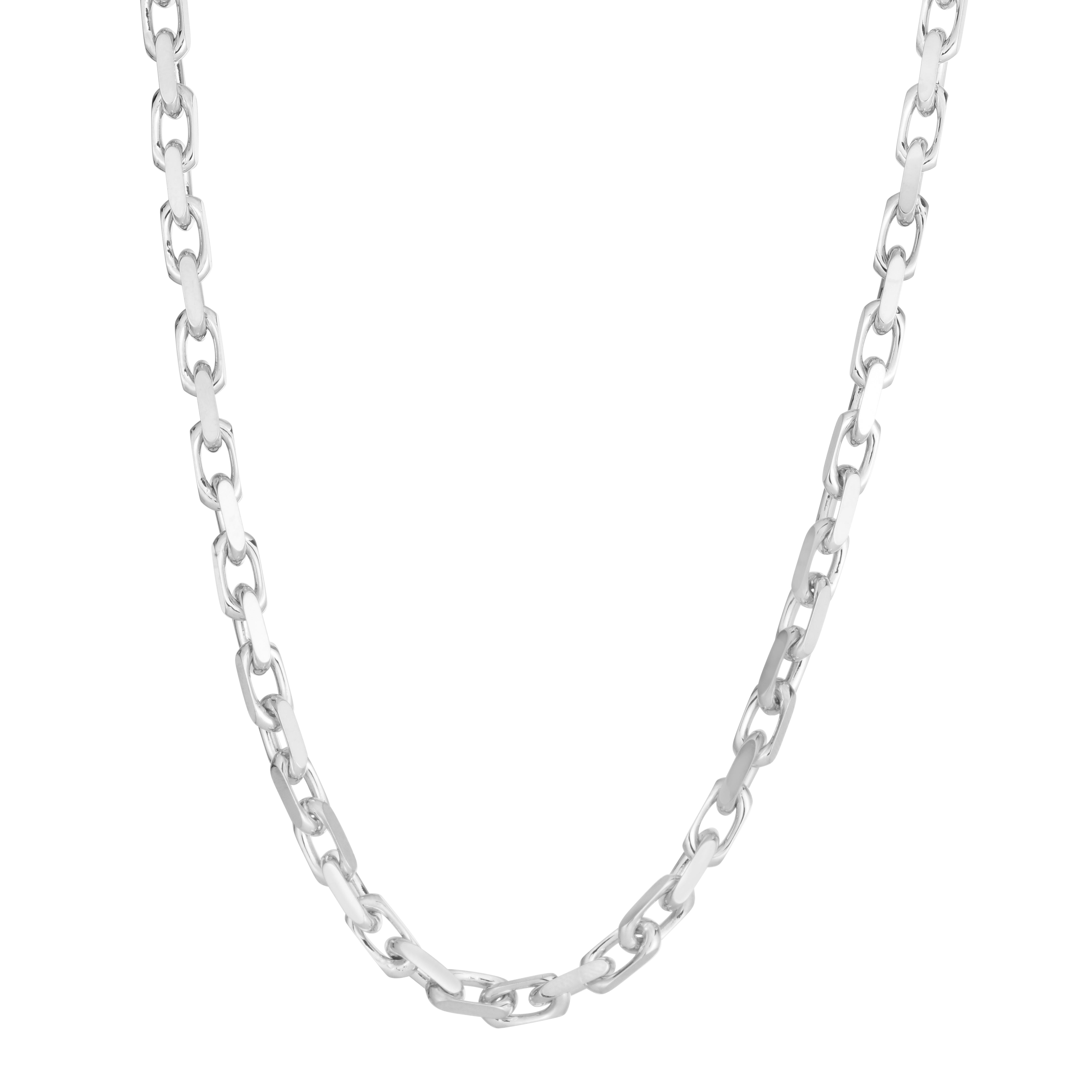 14K White Gold 4.8mm French Cable 26" Chain Necklace with Lobster Clasp