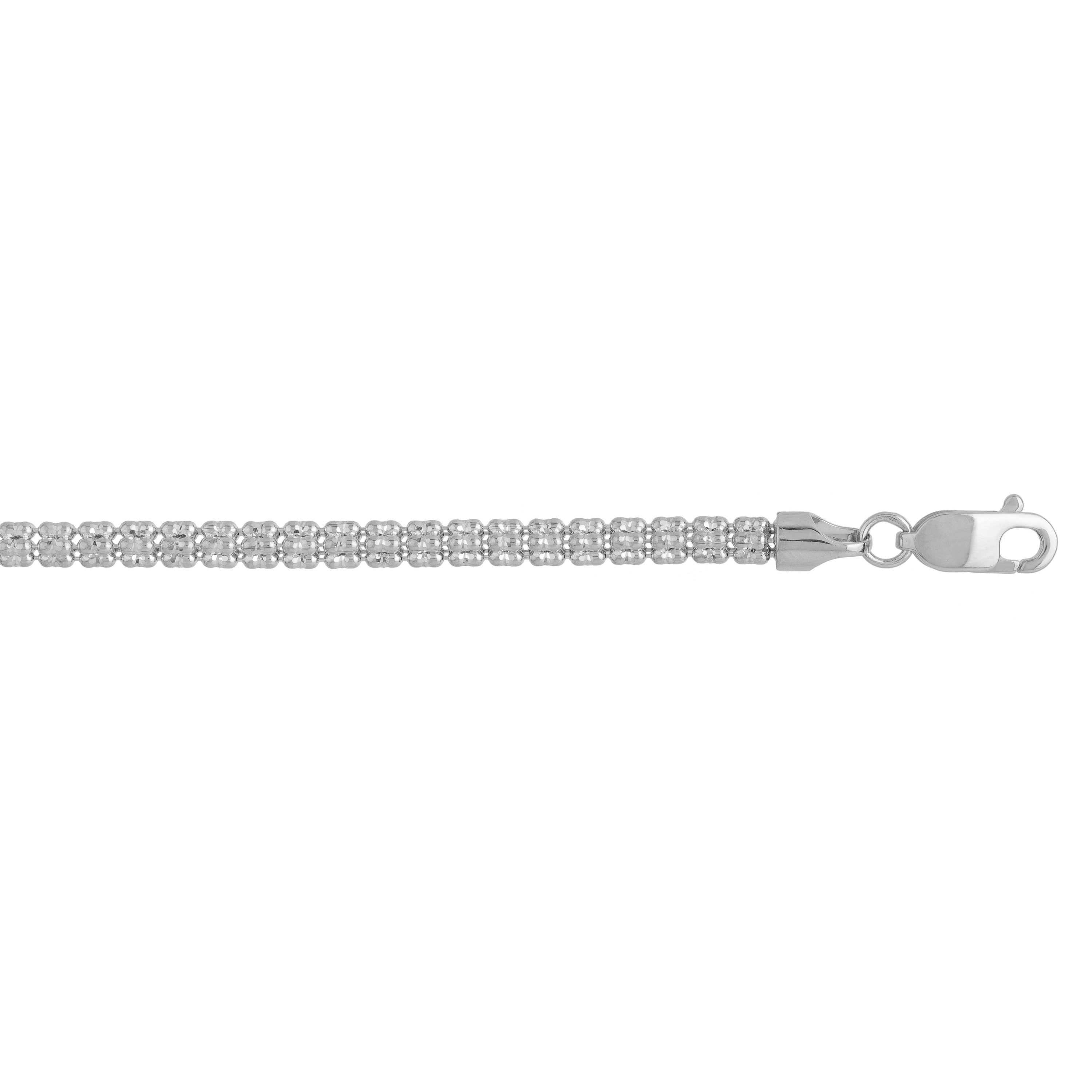 14K White Gold 3.14mm Fancy Ice 24" Chain Necklace with Lobster Clasp