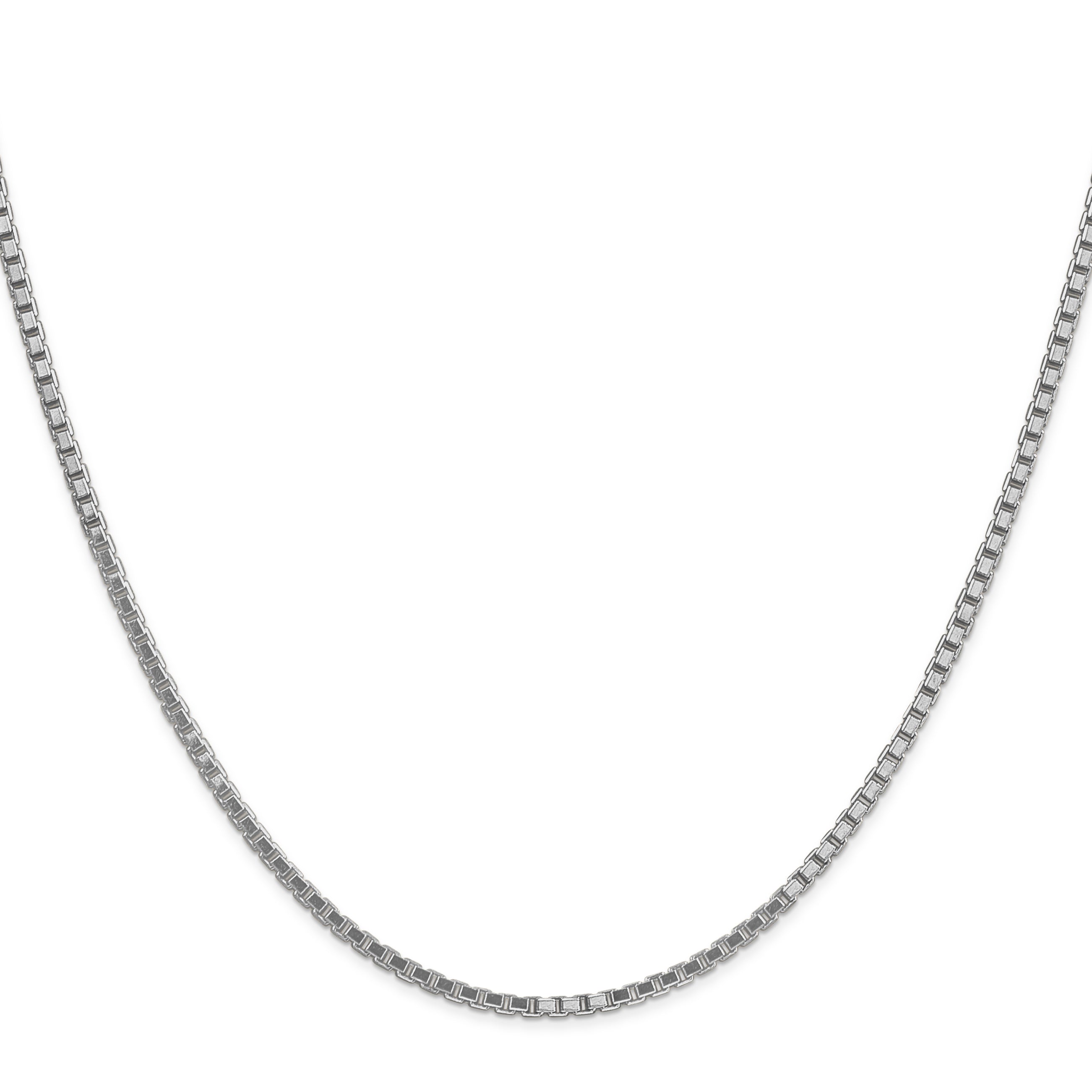 14K White Gold 30 inch 1.9mm Box with Lobster Clasp Chain