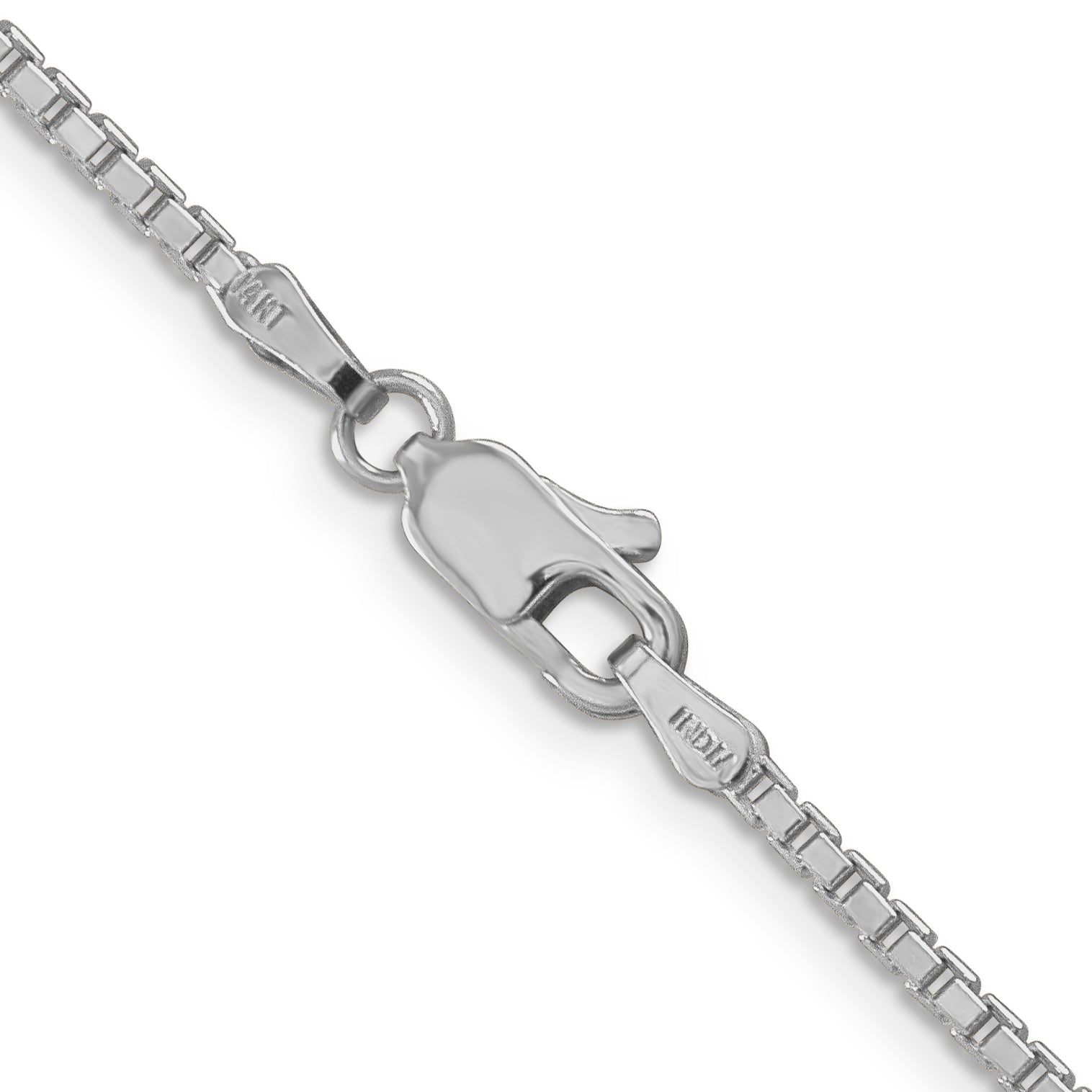 14K White Gold 30 inch 1.9mm Box with Lobster Clasp Chain