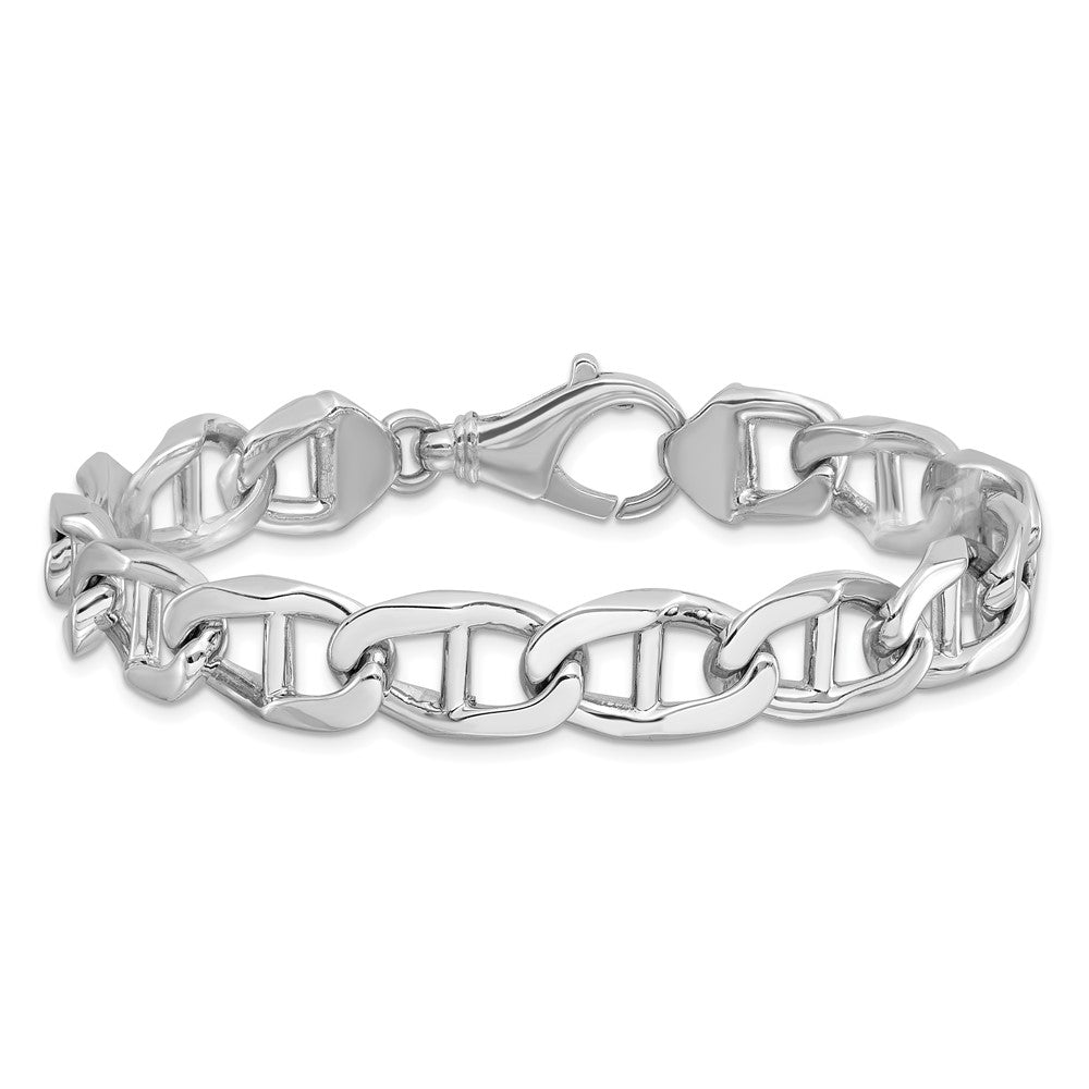 14K White Gold 8 inch 10.3mm Hand Polished Fancy Anchor Link with Fancy Lobster Clasp Bracelet