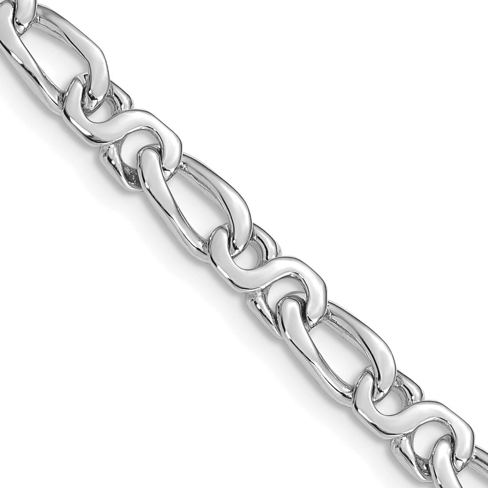 14K White Gold 8 inch 4.8mm Hand Polished Fancy Link with Fancy Lobster Clasp Bracelet