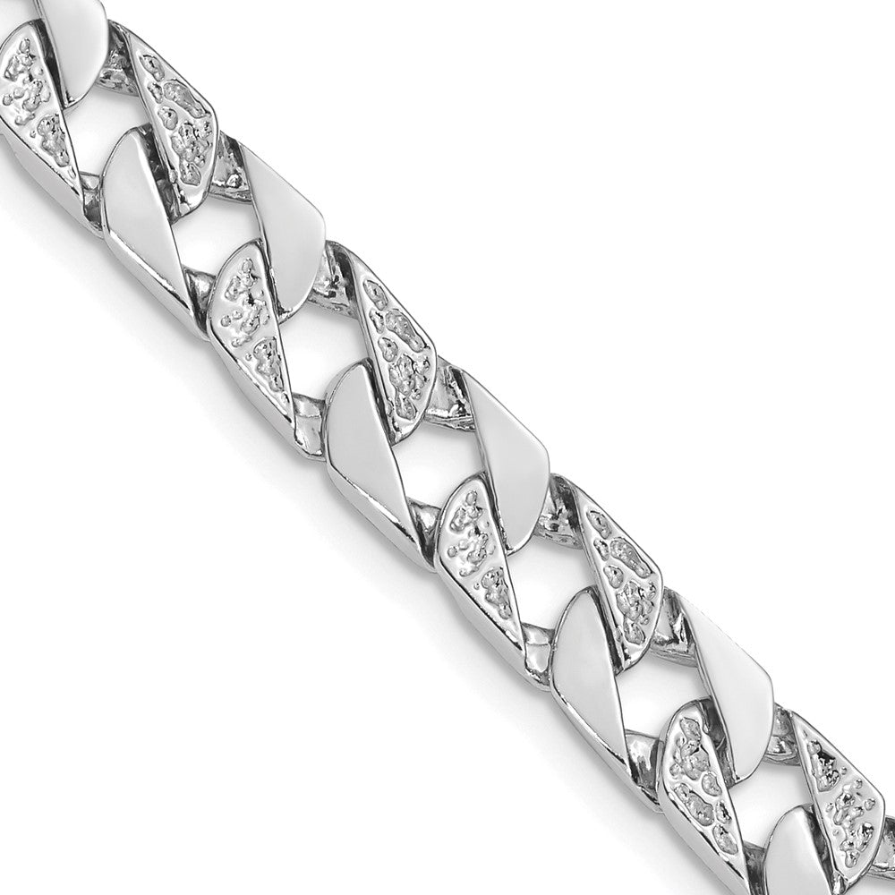 14K White Gold 9 inch 7.5mm Hand Polished Fancy Link with Fancy Lobster Clasp Bracelet